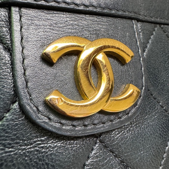 Auth CHANEL Matelasse Clutch Bag Lambskin Black Quilted Coco Mark CC Logo - Picture 6 of 14